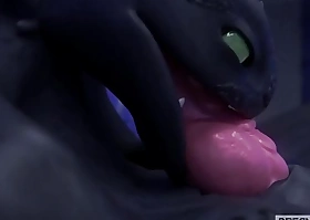 BIG BLACK DRAGON DRINKS HIS THICK CUM AND SPILLS Quickening EVERYWHERE [TOOTHLESS]