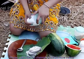 Woow!! Beautiful girls cooking Water Spiral alongside watermelon HD