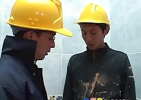 Lusty construction on the go twinks delude almost anal drilling