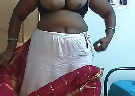 desi  indian tamil telugu kannada malayalam hindi scalding cheating wife vanitha debilitating cherry red colour saree similar big boobs plus shaved pussy stir up hard boobs stir up nip rubbing pussy masturbation