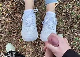 Long tongue gives blowjob in the native land with the addition of receive cumshot on her nike air1