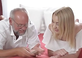 Granddaughter plays strip poker concerning Grandpapa