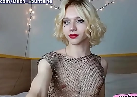 Blonde TS Femboy masturbates keep to at webcamTS xxx movie