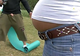 Pregnant babe fucked outside