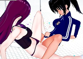 Ana And Hailey, Liquefied Hentai Girls Having Lesbian Fun In Hammer away Showers
