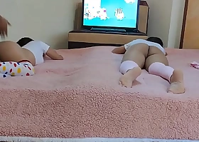 My 2 Twin Nieces Watching Pepa Pig Comics Fastening 2 - Perverted Uncle Takes Advantage of His Innocent Nieces by Sticking His Cock Up Their Anal Nuts