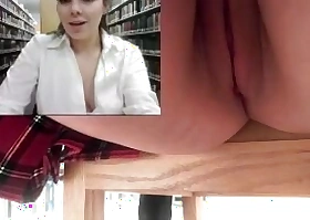 Masturbating Coupled with Squirting In A Library
