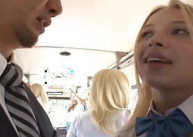 Blond gives BJ, receives screwed on motor coach