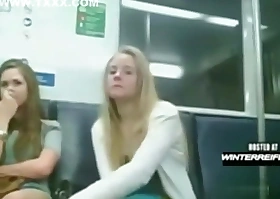2 Girls similarly to to see the Cock Flash in Underground railway