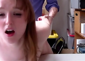 Ginger Teen Noisome Shoplifting and Gets Punished By Security Officer - Myshopsex