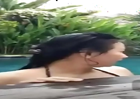 Indonesian fuck in pool during live