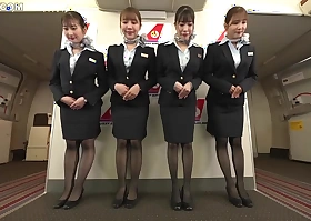 Japanese Babe with uniform,underwear,complete nudity straddling pussy airline 17 tight man flight P01