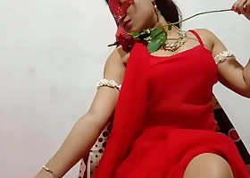 Best Horny Bhabhi From Indian Origin In Red Sari Celebrating Anniversary Showing Big Desi Boobs